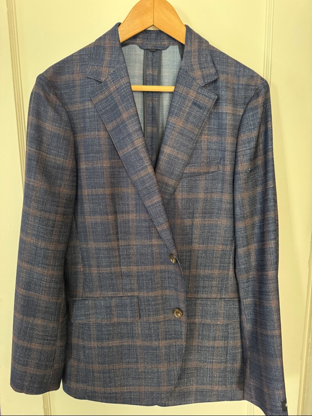 Bonobos Blue and Brown Plaid Sport Coat